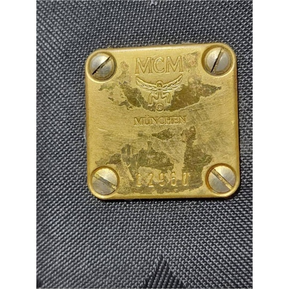 Authentic MCM Vintage Nylon Visetos Chain Bucket Drawstring Bag Black - Picture 12 of 13